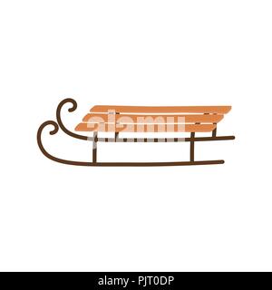 Slittino per bambini. Cartoon illustrazione del trasporto d'inverno. Slitte per la neve. Illustrazione Vettoriale