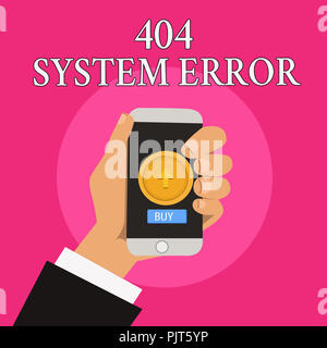 La grafia la scrittura di testo 404 Errore di sistema. Concetto significato messaggio viene visualizzato quando il sito è giù e non può essere raggiunto. Foto Stock