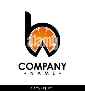 B la lettera logo design illustrazione vettoriale set logo, B la lettera con il logo Orange forma all'interno di vettore, lettera b logo vector, creative lettera b logo lettera Illustrazione Vettoriale