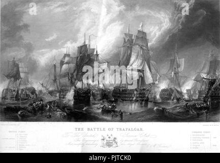 Battaglia di Trafalgar incisione di William Miller dopo C Stanfield 200dpi. Foto Stock