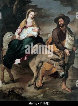 Bartolomé Esteban Murillo - La Fuga in Egitto - . Foto Stock