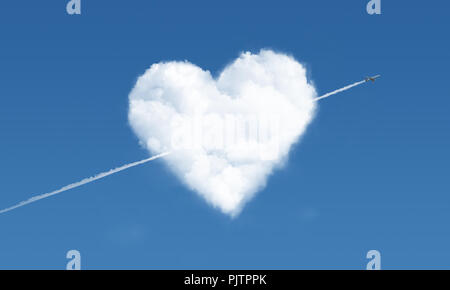 A forma di cuore e cloud aereo nel cielo 2 Foto Stock