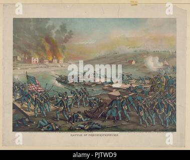 Battaglia di Fredericksburg-l'esercito A.T. Potomac attraversando il Rappahannock nella mattina di dicembre 13' 1862, sotto t. comd. di Gen di Burnside, Sumner, Hooker & Franklin Foto Stock