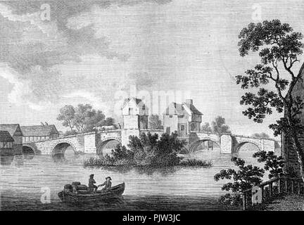 Bedford Ponte dall antichità di Inghilterra da (1783) da Francis Grose. Foto Stock