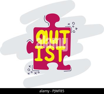 Isolato colorata disegnata a mano con illustrazione lettering moderno - autist. Illustrazione Vettoriale