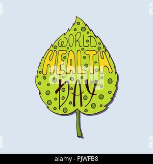 Colore isolato disegnati a mano il preventivo per la Giornata mondiale della salute. Illustrazione Vettoriale