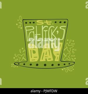 Disegnate a mano poster verde con moderne scritte - La festa di San Patrizio. Illustrazione Vettoriale