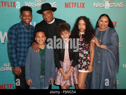Celebrità frequentare Netflix è tutto il circa la stagione di Washingtons una celebrazione a Madera la cucina. Dotato di: Kiana Lede (Kiana marrone), Nathan Anderson, Maceo Smedley, Lia Rose Randall, Joseph Simmons (Rev Run), Justine Simmons dove: Beverly Hills, in California, negli Stati Uniti quando: 09 Ago 2018 Credit: Brian A/WENN.com Foto Stock