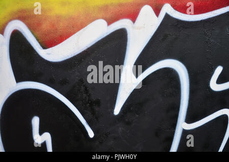 Immagine dettagliata del colore disegno graffiti. Background street art picture Foto Stock