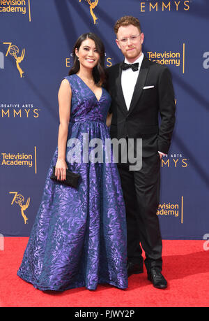 Los Angeles, CALIFORNIA, Stati Uniti. 8 settembre 2018. 8 settembre 2018 - Los Angeles, California - Jessica Lu, Christian Sprenger. 2018 Creative Arts Emmys Awards - arrivi tenuti al Microsoft Theater. Credito fotografico: Birdie Thompson/Admedia Foto Stock