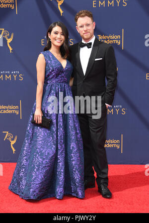 Los Angeles, CALIFORNIA, Stati Uniti. 8 settembre 2018. 8 settembre 2018 - Los Angeles, California - Jessica Lu, Christian Sprenger. 2018 Creative Arts Emmys Awards - arrivi tenuti al Microsoft Theater. Credito fotografico: Birdie Thompson/Admedia Foto Stock