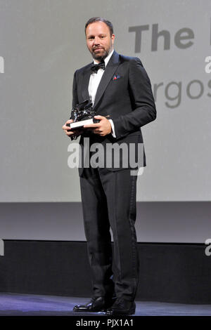 Venezia, Italia. 8 settembre 2018. Yorgos Lanthimos alla cerimonia di consegna del premio del settantacinquesimo Venice International Film Festival presso il Palazzo del Casinò su Settembre 09, 2018 a Venezia, Italia Credito: Geisler-Fotopress GmbH/Alamy Live News Foto Stock