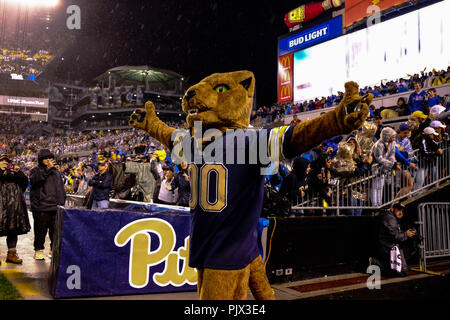 Pittsburgh, PA, Stati Uniti d'America. 8 Sep, 2018. Pitt mascotte durante la Pitt Panthers vs Penn State gioco all'Heinz Field di Pittsburgh, PA. Jason Pohuski/CSM/Alamy Live News Foto Stock