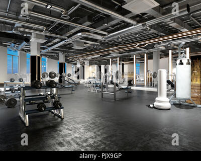 3D render palestra salone fitness Foto Stock