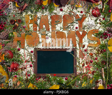 Buon Natale carta decorazione di sfondo, Felice Anno Nuovo Foto Stock