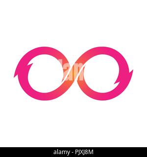Rosa simbolo di infinito icone illustrazione vettoriale. Illimitato, simbolo di infinito, segno. Icona di Infinity Illustrazione Vettoriale