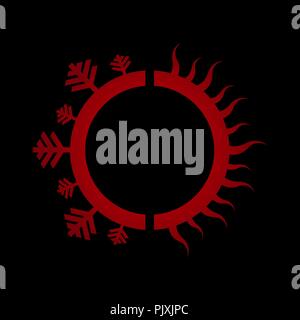 Sun e il simbolo del fiocco di neve per aria condizionata e riscaldamento Illustrazione Vettoriale