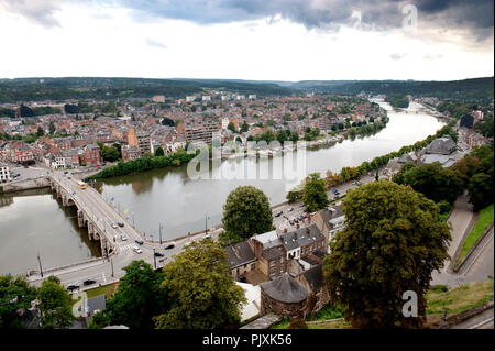 Vista panoramica di Namur, capitale della Regione vallone (Belgio, 18/08/2010) Foto Stock