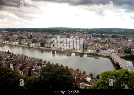 Vista panoramica di Namur, capitale della Regione vallone (Belgio, 18/08/2010) Foto Stock