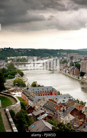 Vista panoramica di Namur, capitale della Regione vallone (Belgio, 18/08/2010) Foto Stock