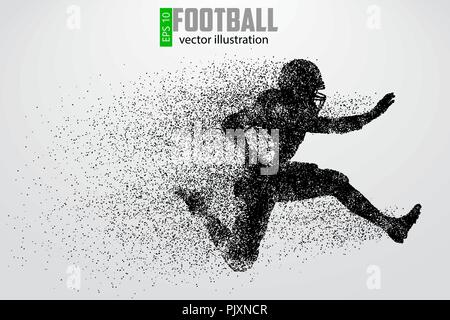 Silhouette di un giocatore di calcio. Set. Sfondo e Testo su uno strato separato, il colore può essere cambiato in un solo clic. Rugby. Football americano. Mal di vettore Illustrazione Vettoriale