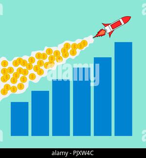 Il successo del business la crescita di profitto grafico di denaro , i concetti di obiettivo Illustrazione Vettoriale