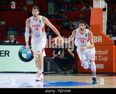 Ricky Rubio e Pau Gasol. Spagna squadra nazionale di basket. Coppa del Mondo 2014 Foto Stock