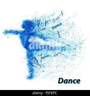 Silhouette di dancing girl da particelle Foto Stock