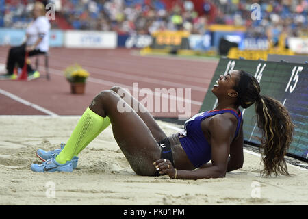 Ostrava, Repubblica Ceca. 8 Sep, 2018. Ponticello tripla Caterine Ibarguen (Team Americas; Columbia) è visto durante la IAAF Continental Cup Ostrava 2018, a Ostrava, Repubblica Ceca, sabato, 8 settembre 2018. Credito: Jaroslav Ozana/CTK foto/Alamy Live News Foto Stock