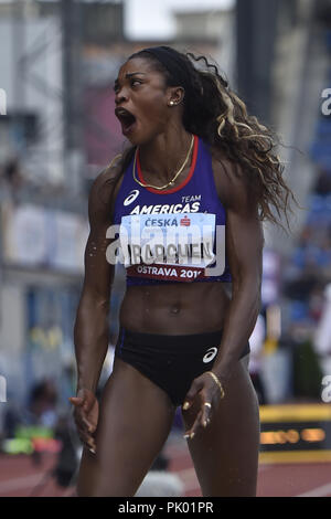 Ostrava, Repubblica Ceca. 8 Sep, 2018. Ponticello tripla Caterine Ibarguen (Team Americas; Columbia) è visto durante la IAAF Continental Cup Ostrava 2018, a Ostrava, Repubblica Ceca, sabato, 8 settembre 2018. Credito: Jaroslav Ozana/CTK foto/Alamy Live News Foto Stock