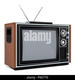 Vintage TV set, 3D rendering isolati su sfondo bianco Foto Stock