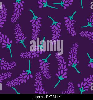 Vector seamless pattern con l'immagine di rami e fiori di lavanda. Illustrazione botanica. Illustrazione Vettoriale