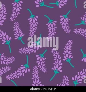 Vector seamless pattern con l'immagine di rami e fiori di lavanda. Illustrazione botanica. Illustrazione Vettoriale