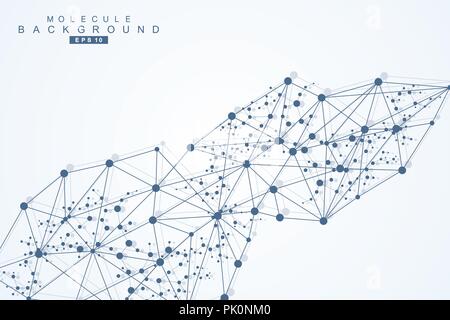 Astratta geometrica dello sfondo con la linea collegata e punti. Molecola di struttura e di comunicazione. Concetto scientifico per il design. Medical, tecnologia, scienza dello sfondo. Illustrazione Vettoriale. Illustrazione Vettoriale