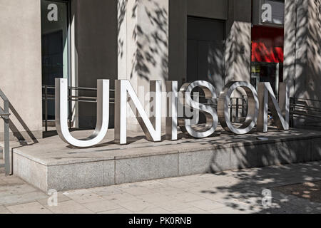 La sede centrale della British Sindacali, UNISON, a 130 Euston Road, Londra. Foto Stock