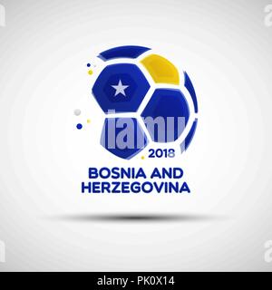 Campionato di calcio banner. Bandiera della Bosnia ed Erzegovina. Illustrazione Vettoriale di pallone da calcio con bosniaca e Herzegovinian bandiera nazionale di colori Illustrazione Vettoriale