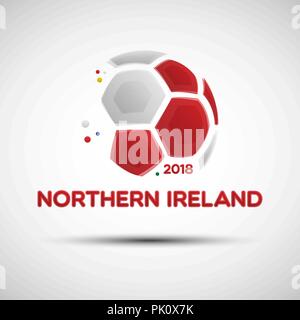 Campionato di calcio banner. Bandiera dell'Irlanda del Nord. Illustrazione Vettoriale astratto del pallone da calcio con la nazionale irlandese di bandiera dei colori per il tuo design Illustrazione Vettoriale