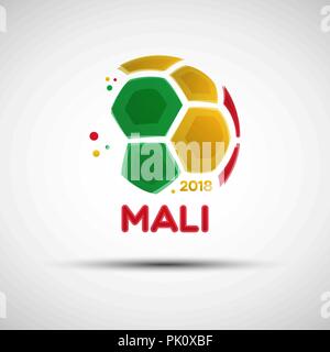 Campionato di calcio banner. Bandiera del Mali. Illustrazione Vettoriale astratto del pallone da calcio con il maliano bandiera nazionale di colori per il tuo design Illustrazione Vettoriale