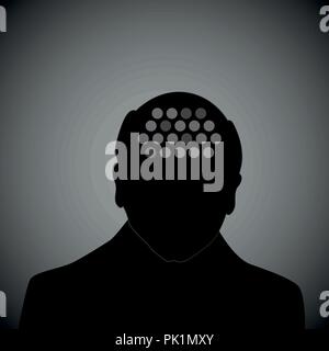 Il vecchio uomo silhouette testa umana della malattia di Alzheimer demenza illustrazione vettoriale EPS10 Illustrazione Vettoriale