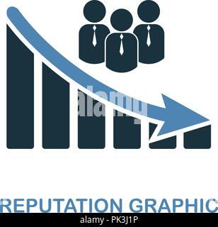 Reputazione diminuzione icona grafica. Monocromatico design di stile dal diagramma collezione. UI. Pixel perfetto pittogramma semplice diminuzione della reputazione icona grafica Illustrazione Vettoriale