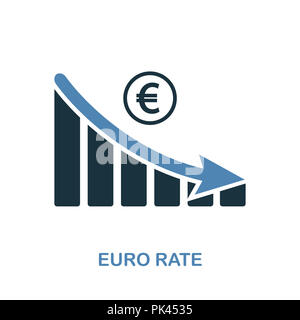 Euro tasso di diminuzione icona grafica. Monocromatico design di stile dal diagramma collezione. UI. Pixel perfetto pittogramma semplice euro tasso di diminuzione icona grafica. Foto Stock