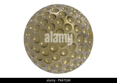 Oro pallina da golf 3D rendering isolato su uno sfondo bianco Foto Stock