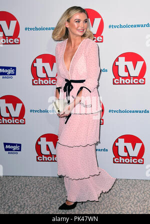 La Georgia Toffolo frequentando il TV Choice Awards presso il Dorchester Hotel di Park Lane a Londra. Foto Stock