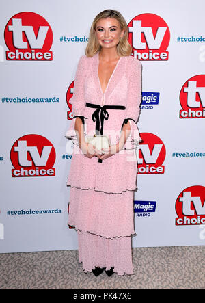 La Georgia Toffolo frequentando il TV Choice Awards presso il Dorchester Hotel di Park Lane a Londra. Foto Stock