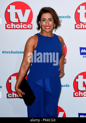 Saira Khan frequentando il TV Choice Awards presso il Dorchester Hotel di Park Lane, Londra Foto Stock