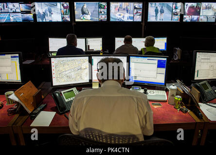 Autobus Lothian CCTV sala di controllo a Annandale Street, deposito autobus, il CCTV è lo stesso sistema gestito da Edi Foto Stock