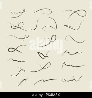 Vector disegnati a mano riccioli decorativi, turbolenze collezione divisori Illustrazione Vettoriale