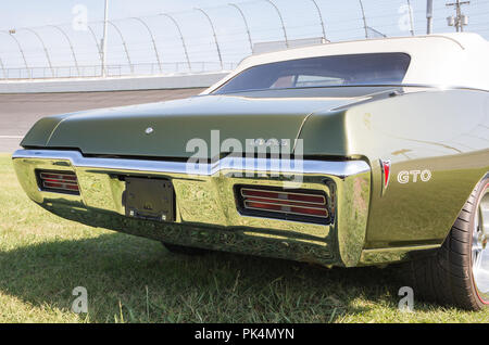 CONCORD, NC (USA) - 7 Settembre 2018: UN 1968 Pontiac GTO automobile sul display in Pennzoil AutoFair Classic Car Show a Charlotte Motor Speedway Foto Stock