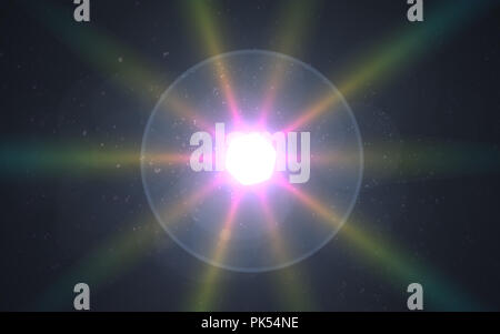 Bagliore leggero effetto speciale.Spike spettro svasatura a sfera.bella lens flare Foto Stock