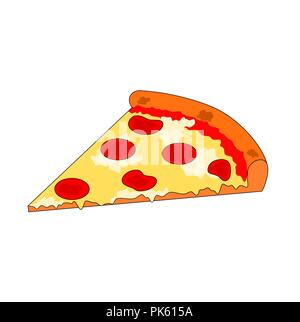 Isolato gustosi piatti fast food formaggio slice pizza , icona vettore Illustrazione Vettoriale